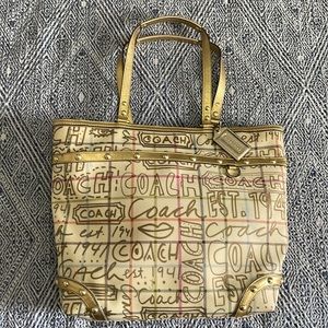 Large gold coach tote